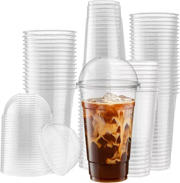 RPET Recyclable Clear Plastic Smoothie Cups & Lids