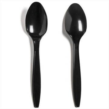 heavy duty reusable black dessert spoon